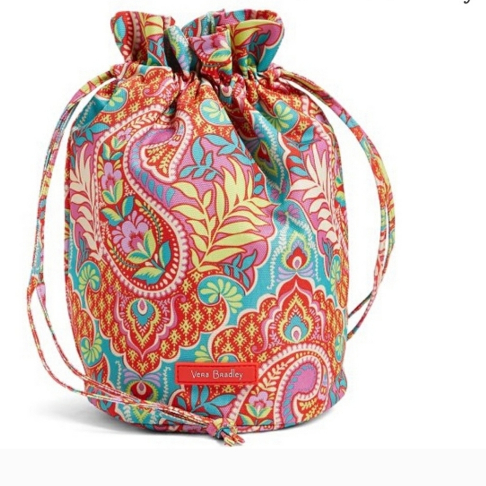 NWT Vera Bradley Lighten up Mini Ditty Paisley In Paradise Bucket Bag